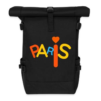 Farbenfrohes Paris - Rolltop Rucksack - Schwarz - Vorne