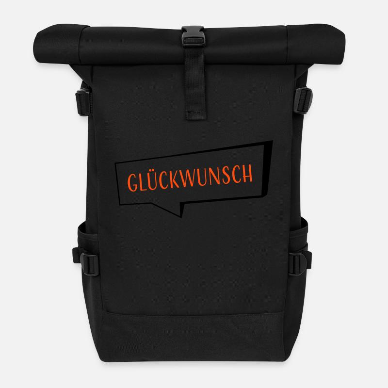 Glueckwunsch zweifarbig - Rolltop Rucksack - Schwarz