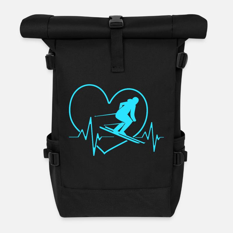 Ski Skiurlaub - Rolltop Rucksack - Schwarz