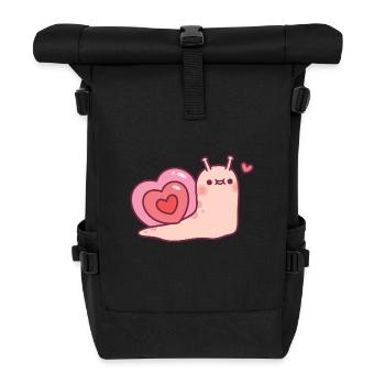 Cute Snail With Heart Shaped Shell - Roll Top Backpack - black - Front
