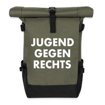 Jugend gegen rechts - Rolltop Rucksack - Olive/Schwarz - Vorne