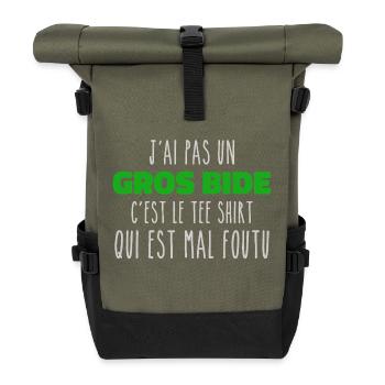 Ich habe keinen dicken Bauch, es ist das Geschenk-T-Shirt - Rolltop Rucksack - Olive/Schwarz - Vorne