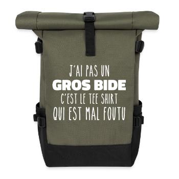 Ich habe keinen dicken Bauch, es ist das Geschenk-T-Shirt - Rolltop Rucksack - Olive/Schwarz - Vorne