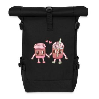 Cute Hot And Iced Coffee Couple In Love - Roll Top Backpack - black - Front