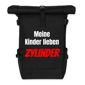 Meine Kinder lieben Zyliner - Rolltop Rucksack - Schwarz - Vorne