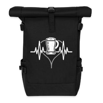 Herzschlag Bier - Rolltop Rucksack - Schwarz - Vorne