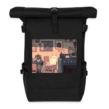 Happy Birthday cat - Roll Top Backpack - black - Front