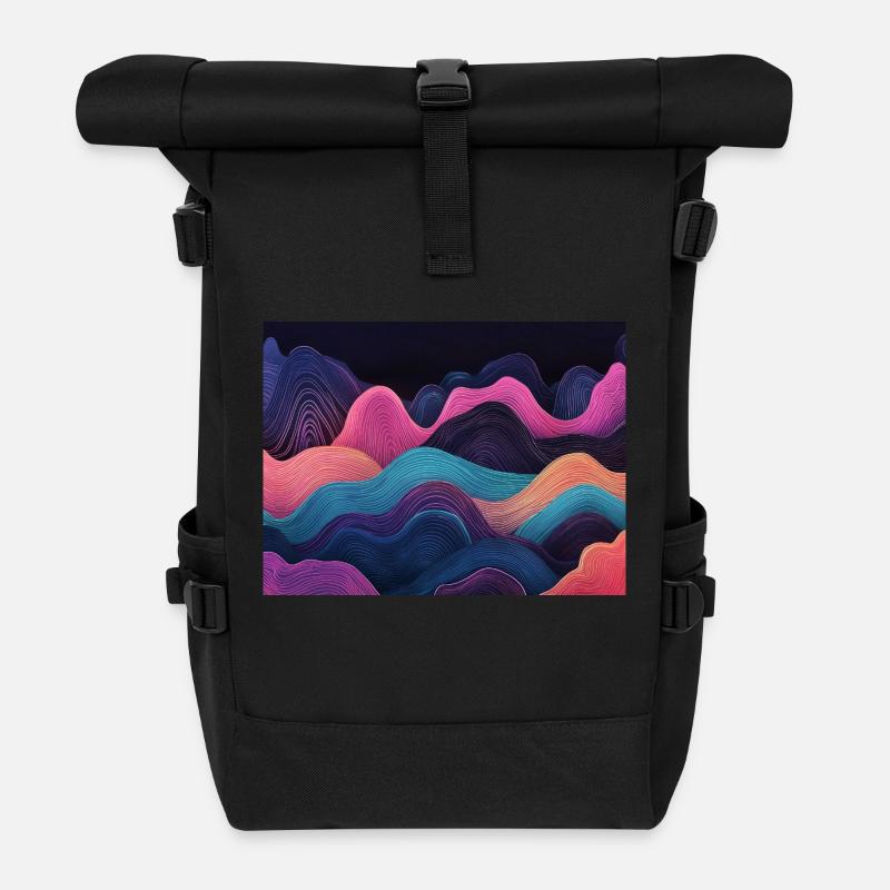 Vagues propres au néon - Sac à dos roll top - noir