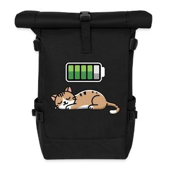 Cat Sleeping Recharging Night Bedtime - Rolltop Rucksack - Schwarz - Vorne