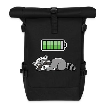 Racoon Sleeping Recharging Night Bedtime - Rolltop Rucksack - Schwarz - Vorne