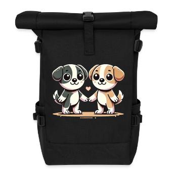 Two Cute Dog Friends Holding Hands - Rolltop Rucksack - Schwarz - Vorne