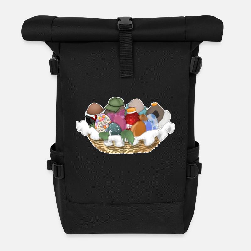 Tazz Talks | Easter Otter Eggs - Roll Top Backpack - black