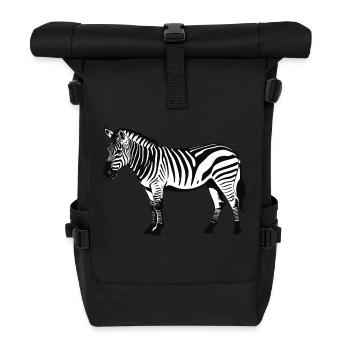 Zebra - Cute Zoo Animal Design - Rolltop Rucksack - Schwarz - Vorne