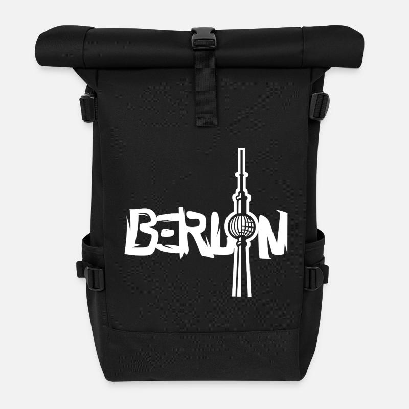 Graffiti Berlin - Berliner Fernsehturm - Rolltop Rucksack - Schwarz