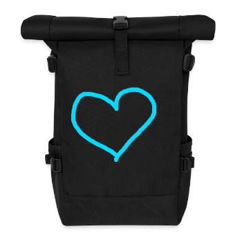 Herz blau hellblau Geschenkidee türkis cyan Liebe - Rolltop Rucksack - Schwarz - Vorne