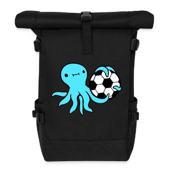 Oktopus Fußball spielen Ball halten Torwart Sport - Rolltop Rucksack - Schwarz - Vorne