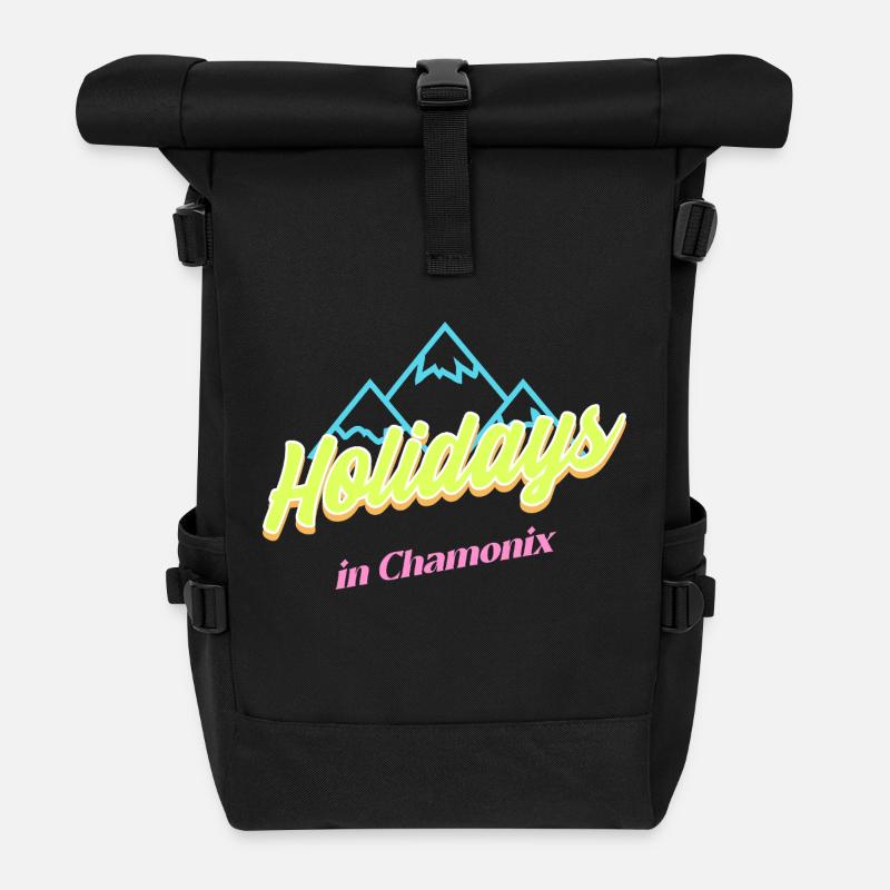 80er Jahre Urlaub in Chamonix - Rolltop Rucksack - Schwarz