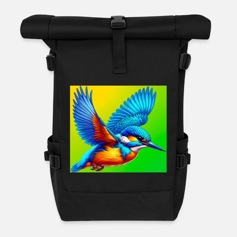 Eisvogel - Rolltop Rucksack - Schwarz