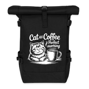 Cat love and coffee enjoyment - Roll Top Backpack - black - Front