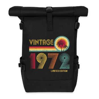 Vintage 1970er Retro Kreis und Zahlen Design - Rolltop Rucksack - Schwarz - Vorne