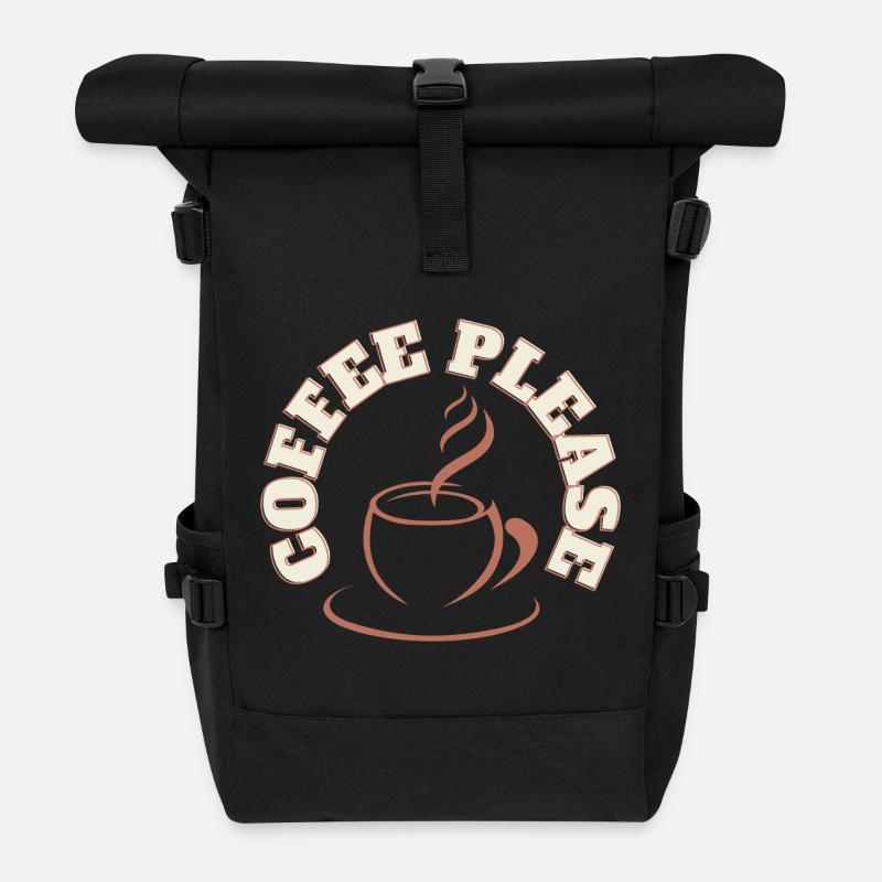 Logo rond du café s’il vous plaît - Sac à dos roll top - noir