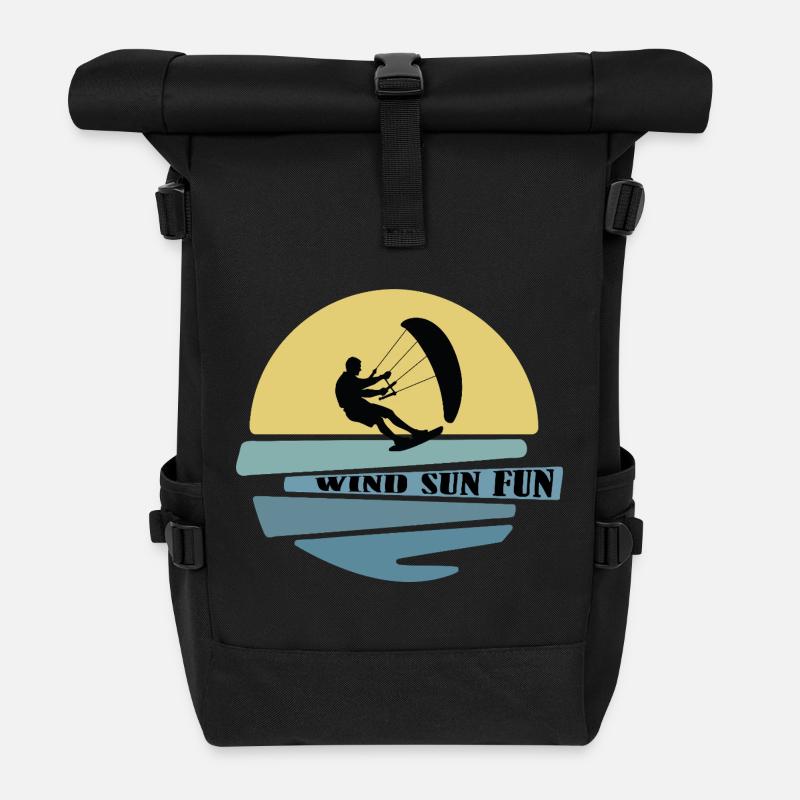 Wind Sonne Fun Kitesurfer - Rolltop Rucksack - Schwarz