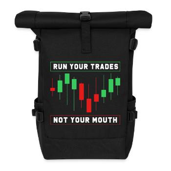 Finanzen Aktien Geld Trading Bitcoin Kapital - Rolltop Rucksack - Schwarz - Vorne