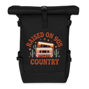 Cassette Hip Hop Tape Raised On 90s R&B - Roll Top Backpack - black - Front