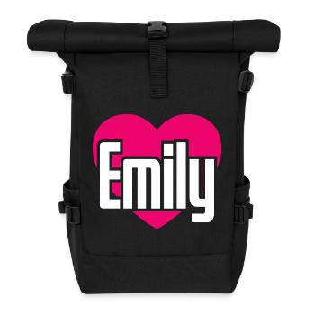 I Love Emily Pink Heart I Love Emily - Roll Top Backpack - black - Front