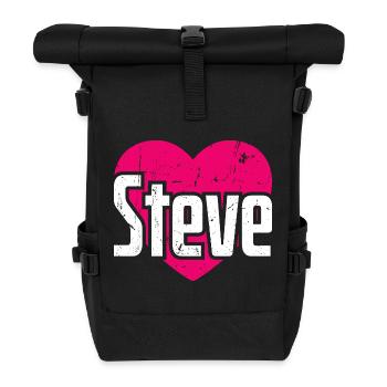 I Love Steve Pinkes Herz Ich liebe Steve - Rolltop Rucksack - Schwarz - Vorne