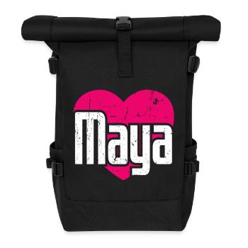 I Love Maya Pinkes Herz Ich liebe Maya - Rolltop Rucksack - Schwarz - Vorne