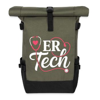ERTech Stethoscope Heart - Roll Top Backpack - olive/black - Front