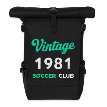 Vintage 1981 – Soccer Club Retro Geburtsjahr - Rolltop Rucksack - Schwarz - Vorne