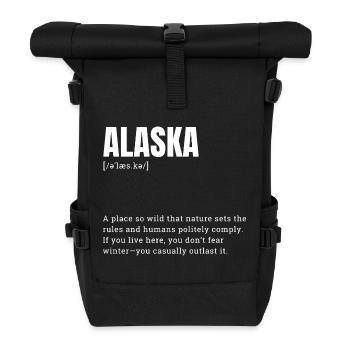 Alaska Wildnis Schriftzug - Rolltop Rucksack - Schwarz - Vorne