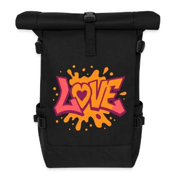 Amour - Cœur - Saint Valentin - Mariage - Sac à dos roll top - noir - Devant