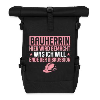 Builder Funny Gift House Building Construction Site - Roll Top Backpack - black - Front