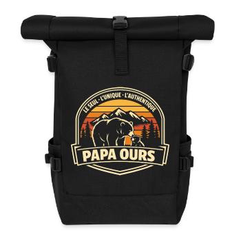 Papa Bear Das einzige einzigartige authentische Geschenk - Rolltop Rucksack - Schwarz - Vorne