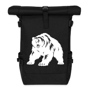Grizzly Bär Silhouette - Rolltop Rucksack - Schwarz - Vorne