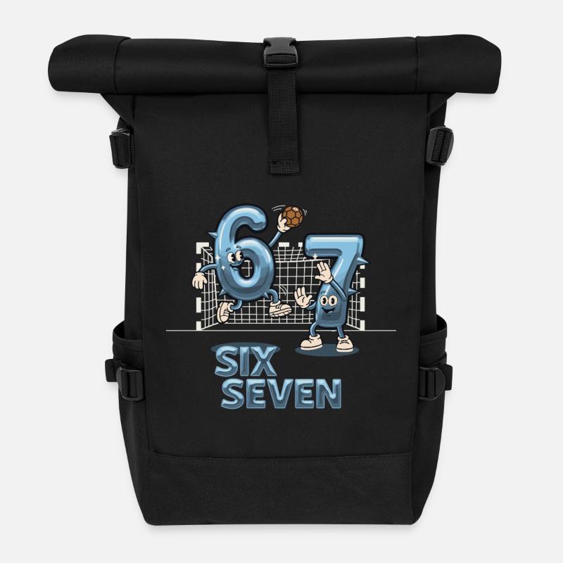 67 Six Seven Y3K Handball Geschenk - Rolltop Rucksack - Schwarz