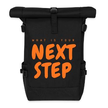 Prochaine étape : police orange, prochaine étape - Sac à dos roll top - noir - Devant