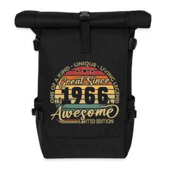 60. Geburtstag Geschenk 1966 Jahrgang Retro - Rolltop Rucksack - Schwarz - Vorne