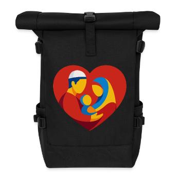 Colorful Muslim Family in Heart - Roll Top Backpack - black - Front