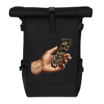 Motif patte de chat se tenant la main - Sac à dos roll top - noir - Devant
