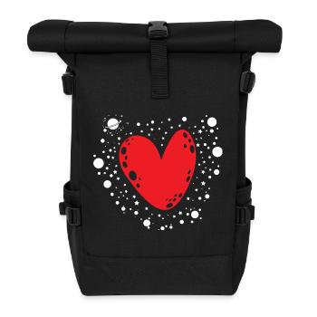 Big Red Heart Cute Valentine Love Symbol Art - Roll Top Backpack - black - Front