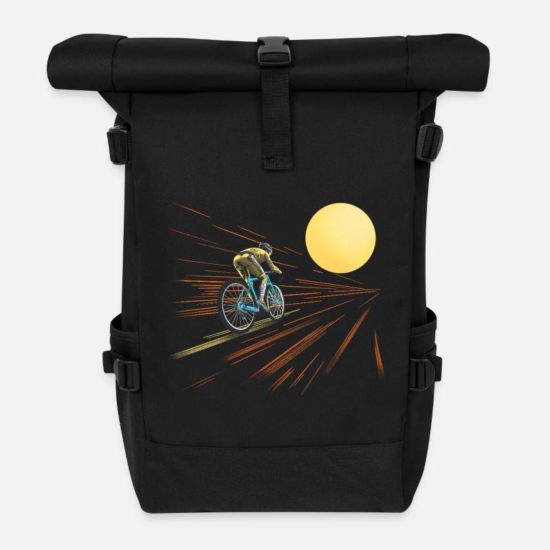 Cycling Towards the Sun - Roll Top Backpack - black