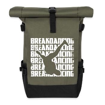 Lustiger Breakdancer - Rolltop Rucksack - Olive/Schwarz - Vorne