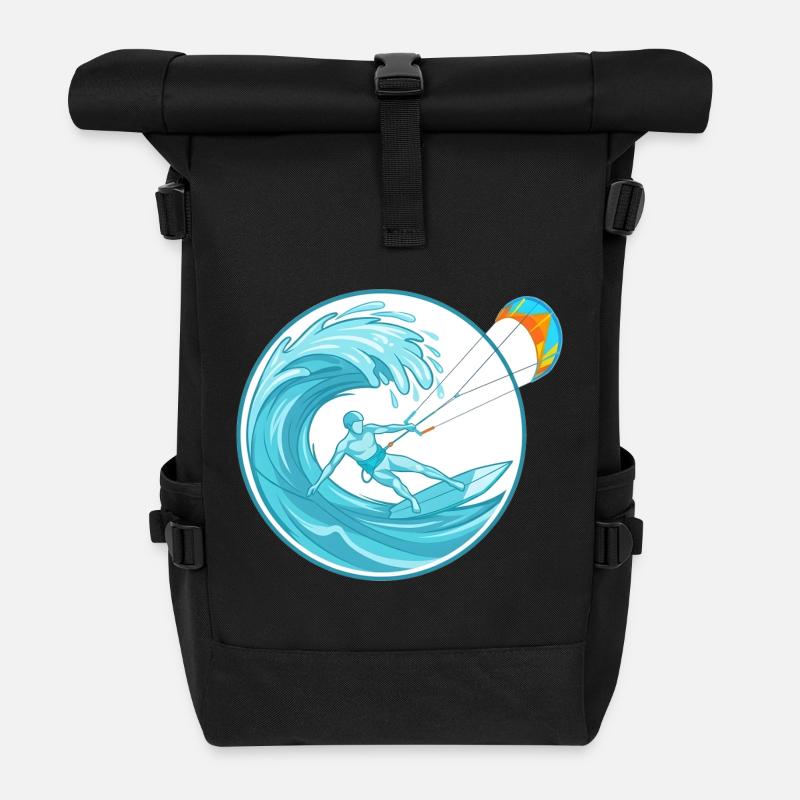 Kitesurfing Ocean Wave – Extreme Wassersportarten - Rolltop Rucksack - Schwarz