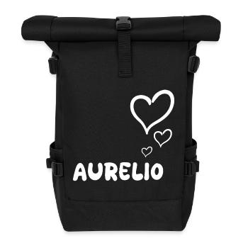 Aurelio als Name - Rolltop Rucksack - Schwarz - Vorne