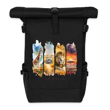 Motif de voyage en Afrique – Safari Wildlife Design - Sac à dos roll top - noir - Devant