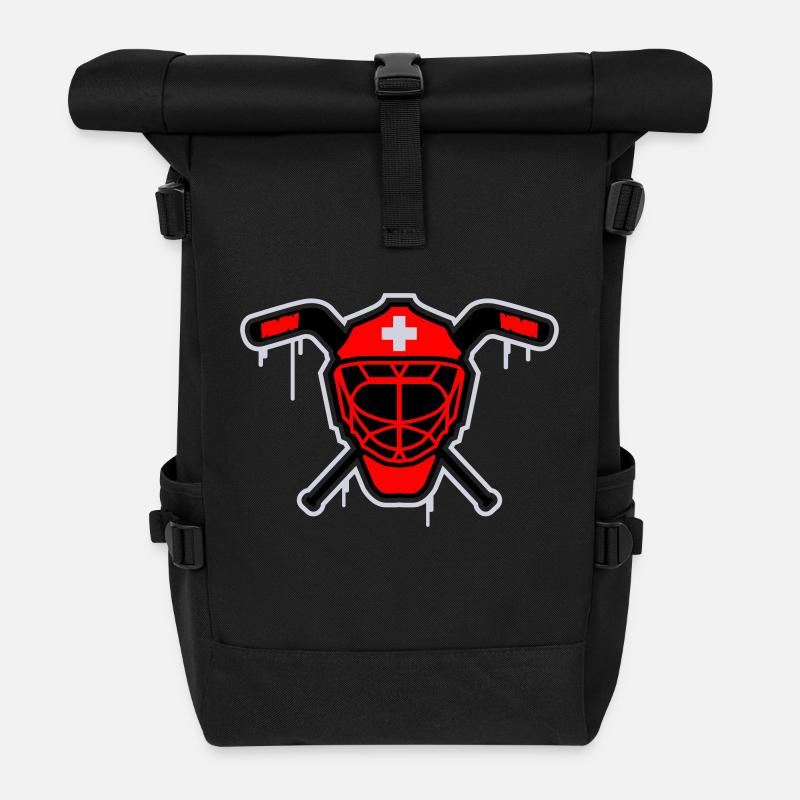 Hockey Goalie Mask Switzerland - Roll Top Backpack - black